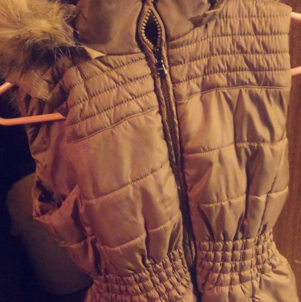 New York & Company brown vest with fur hood